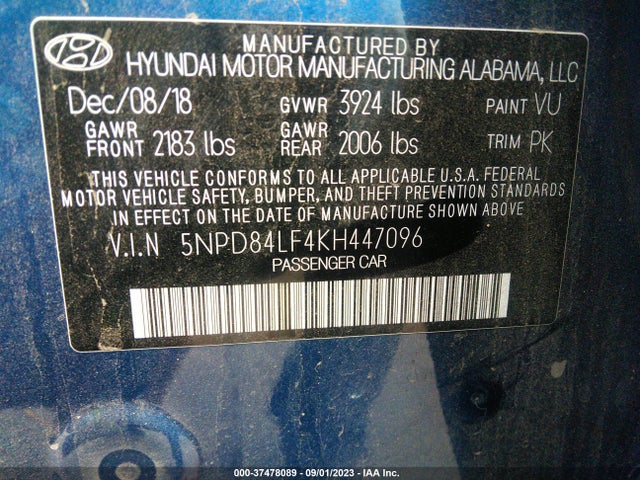 Hyundai ELANTRA SEL 2019 5NPD84LF4KH447096 Image 15