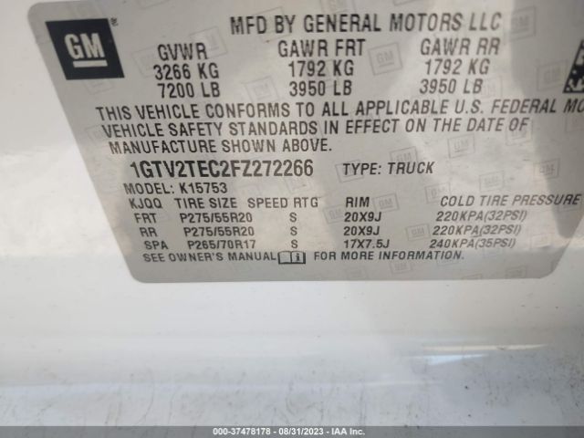 1GTV2TEC2FZ272266 GMC SIERRA 1500
