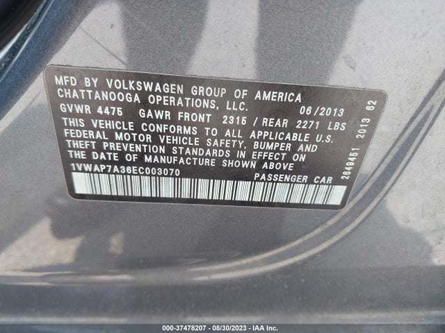 1VWAP7A36EC003070 Volkswagen PASSAT S