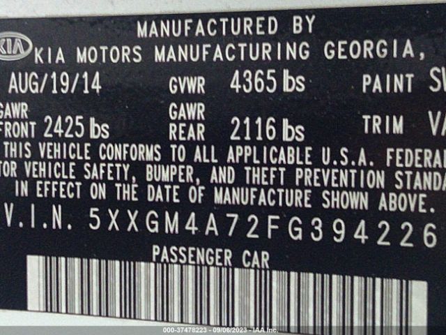 5XXGM4A72FG394226 KIA Optima Lx