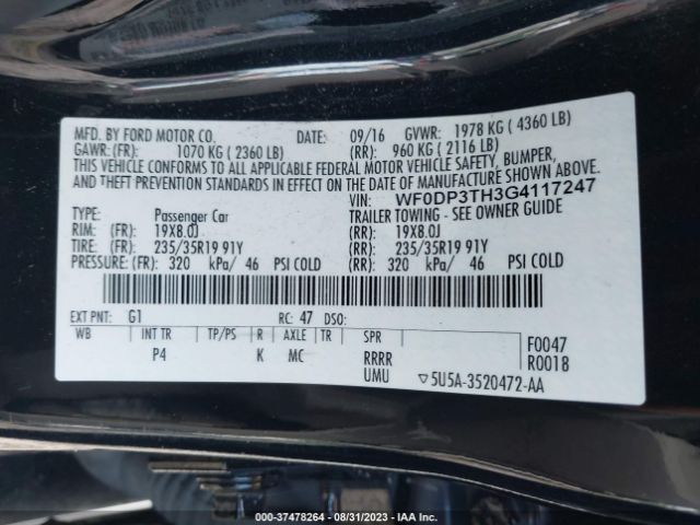 WF0DP3TH3G4117247 Ford FOCUS RS