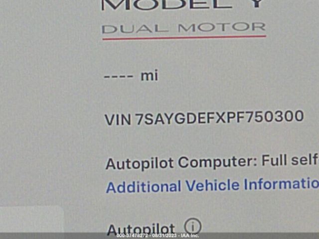 7SAYGDEFXPF750300 Tesla Model Y Performance