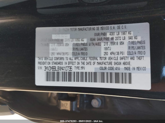 2022 MAZDA CX-30 2.5 S SELECT PACKAGE VIN: 3MVDMBBL8NM410735