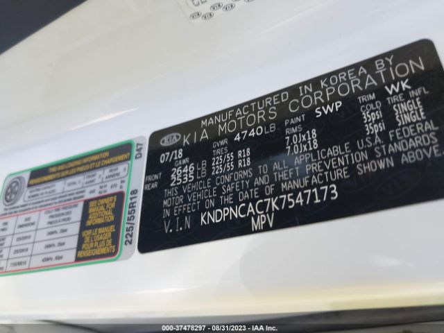 KNDPNCAC7K7547173 KIA Sportage Ex