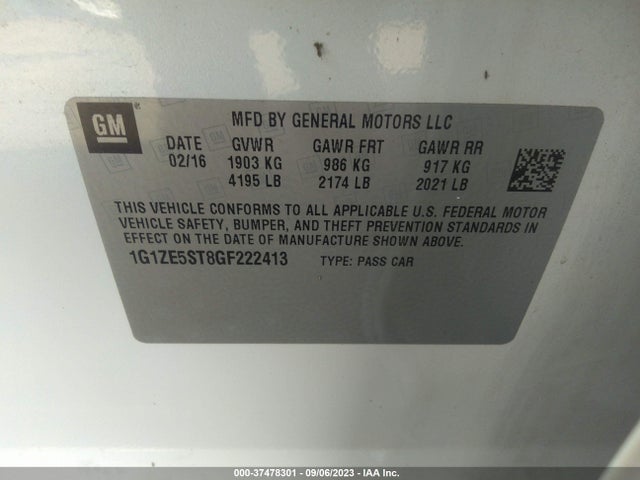 Chevrolet MALIBU 1LT 2016 1G1ZE5ST8GF222413 Image 9
