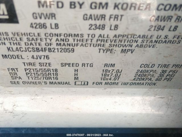 KL4CJCSB4FB212059 Buick Encore Leather
