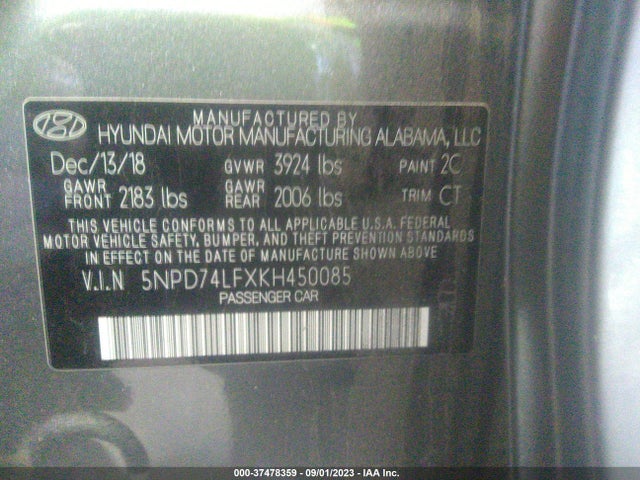 Hyundai ELANTRA SE 2019 5NPD74LFXKH450085 Image 9