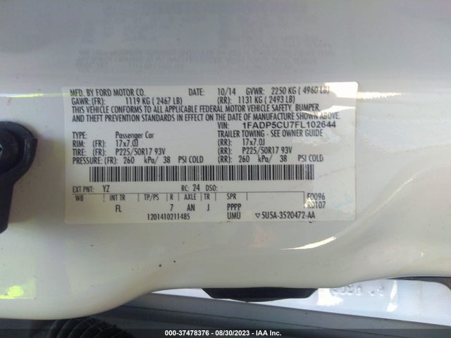 2015 FORD C-MAX ENERGI SEL VIN: 1FADP5CU7FL102644