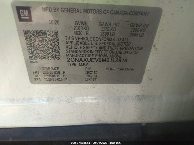 Chevrolet EQUINOX LT 2021 2GNAXUEV6M6112818 Image 9