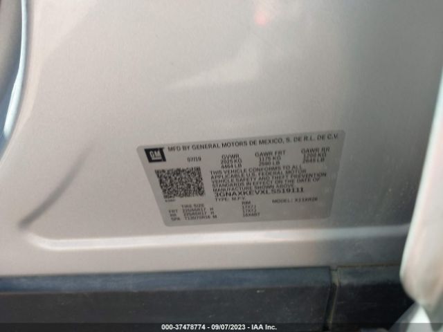 2020 CHEVROLET EQUINOX 3GNAXKEVXLS519111 Photo 8