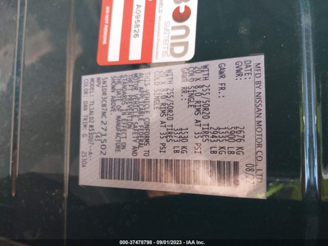 5N1DR3CB7NC271502 Nissan Pathfinder Sl