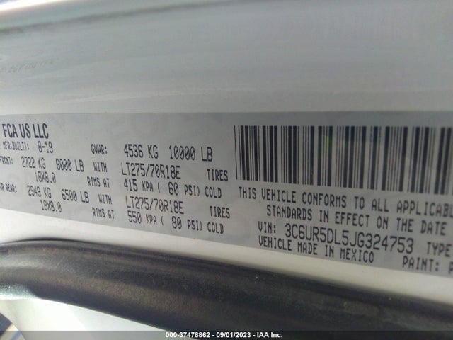 3C6UR5DL5JG324753 RAM 2500 Slt