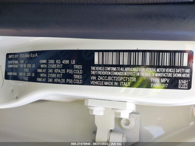 ZACCJBCT2GPC71738 Jeep Renegade Trailhawk