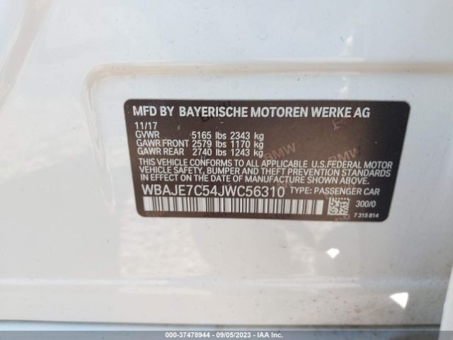 WBAJE7C54JWC56310 BMW 5 Series 540i Xdrive