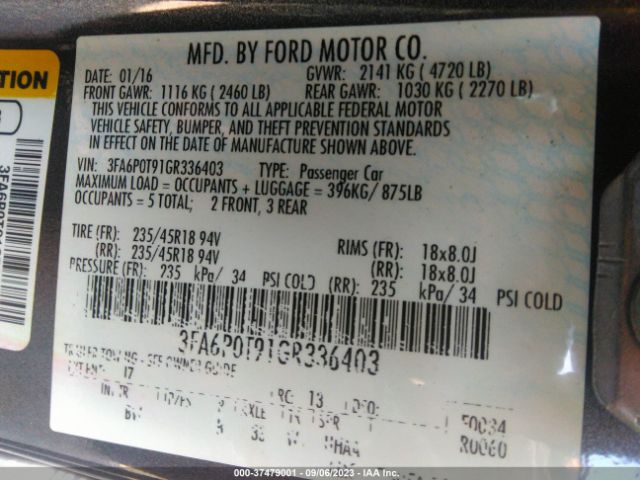 3FA6P0T91GR336403 Ford FUSION SE