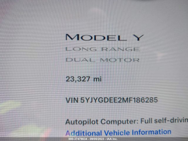5YJYGDEE2MF186285 Tesla Model Y Long Range