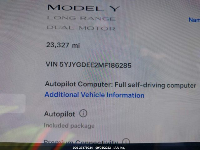 5YJYGDEE2MF186285 Tesla Model Y Long Range