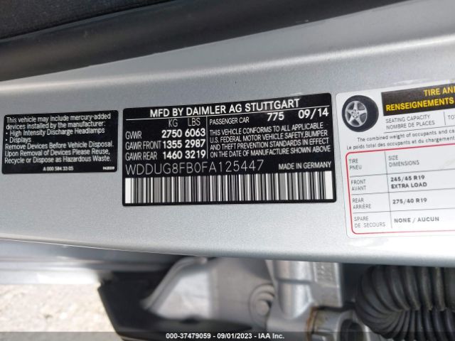 2015 MERCEDES-BENZ S 550 WDDUG8FB0FA125447 Photo 8