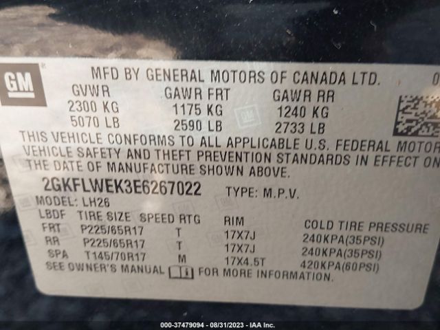 2GKFLWEK3E6267022 GMC Terrain Sle