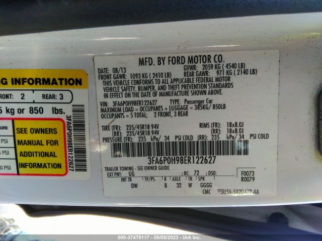3FA6P0H98ER122627 Ford FUSION SE