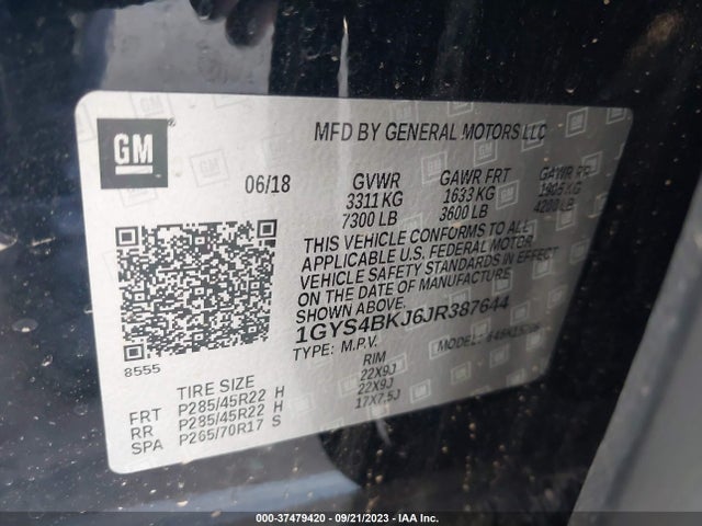 1GYS4BKJ6JR387644 Cadillac Escalade Luxury
