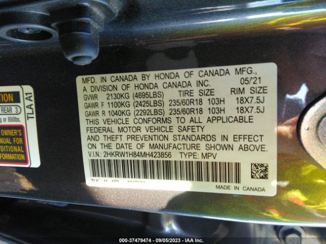 2HKRW1H84MH423856 Honda Cr-v Ex-l