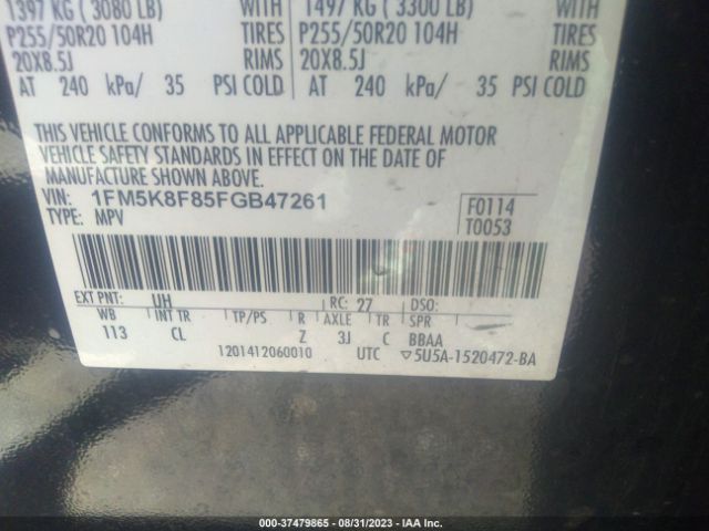 1FM5K8F85FGB47261 Ford Explorer Limited