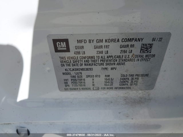Chevrolet TRAX LS 2022 KL7CJKSM2NB538293 Image 9