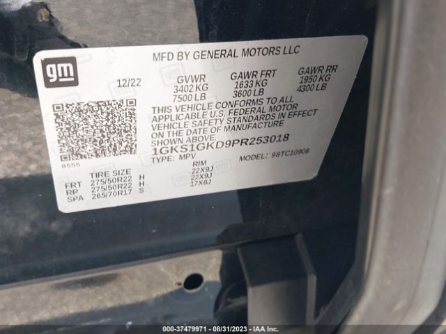 1GKS1GKD9PR253018 GMC Yukon Xl Slt