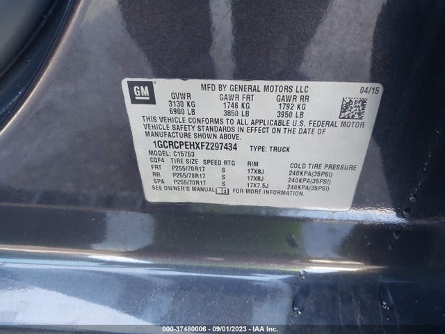 2015 CHEVROLET SILVERADO 1500 LS VIN: 1GCRCPEHXFZ297434