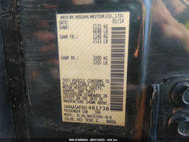 1N4AA5AP3EC481738 Nissan Maxima 3.5 Sv W/sport Pkg