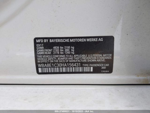 WBA8E1C30HA156431 BMW 3 Series 330e Iperformance