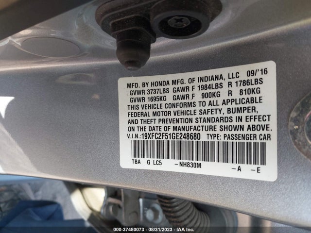 Honda Civic Sedan Lx 2016 19XFC2F51GE248680 Image 9