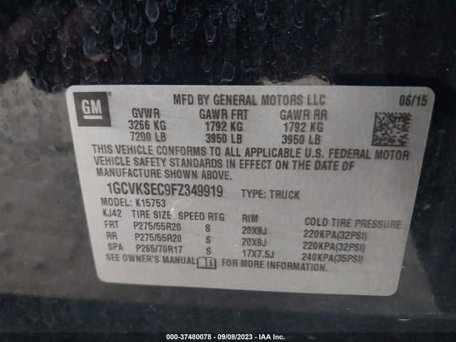 Chevrolet Silverado 1500 Ltz 2015 1GCVKSEC9FZ349919 Image 9