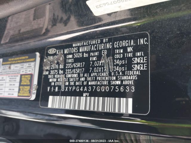 5XYPG4A37GG075633 KIA SORENTO L