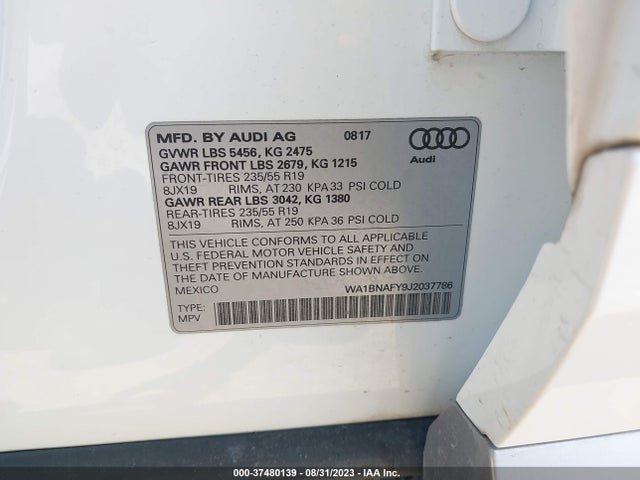 Audi Q5 Premium Plus 2018 WA1BNAFY9J2037786 Image 9