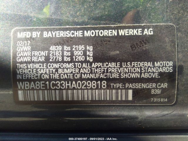 WBA8E1C33HA029818 BMW 3 Series 330e Iperformance