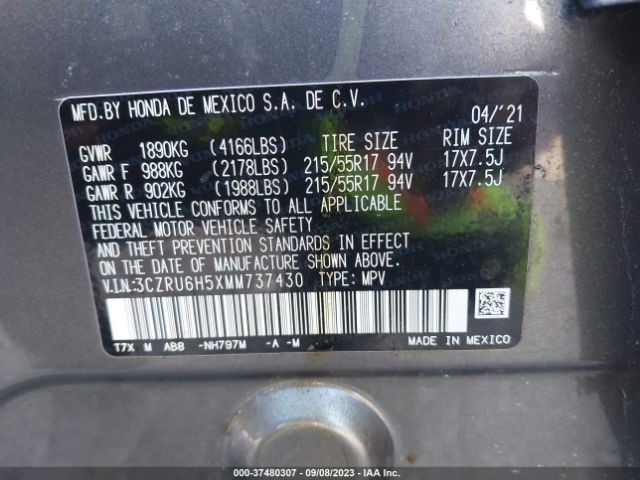 3CZRU6H5XMM737430 Honda Hr-v Awd Ex