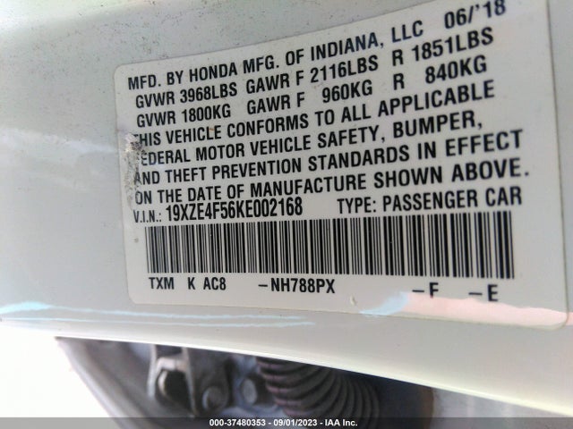 Honda INSIGHT EX 2019 19XZE4F56KE002168 Image 9