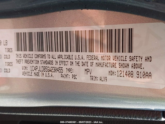 1C4PJLDB5GW230455 Jeep Cherokee Limited