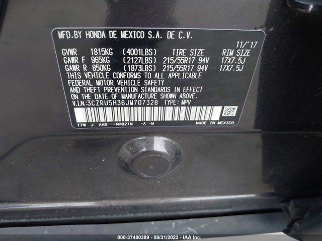 Honda HR-V LX 2018 3CZRU5H36JM707328 Image 9