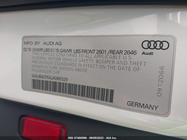 WAUB4CF5XJA086329 Audi S5 Sportback Premium Plus