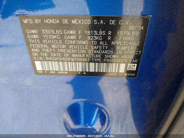 Honda FIT LX 2015 3HGGK5H50FM709461 Image 9