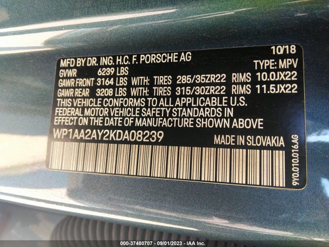 WP1AA2AY2KDA08239 Porsche Cayenne