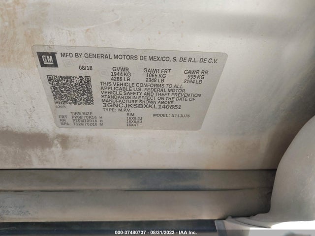 Chevrolet TRAX LS 2019 3GNCJKSBXKL140851 Image 9