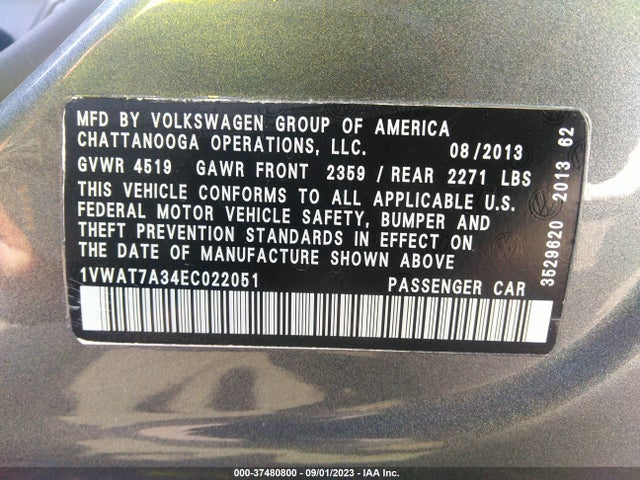 1VWAT7A34EC022051 Volkswagen Passat Wolfsburg Ed
