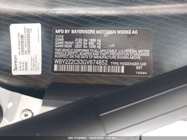 WBY2Z2C53GV674852 BMW I8