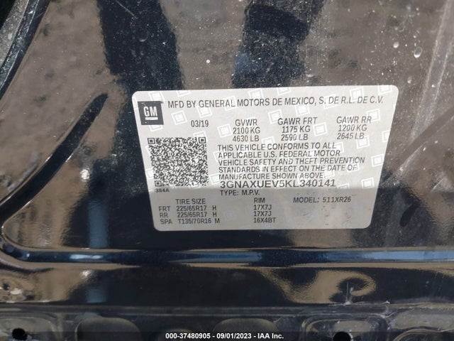 Chevrolet EQUINOX LT 2019 3GNAXUEV5KL340141 Image 9