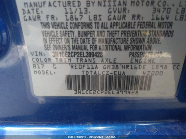 3N1CE2CP2EL399428 Nissan Versa Note S Plus