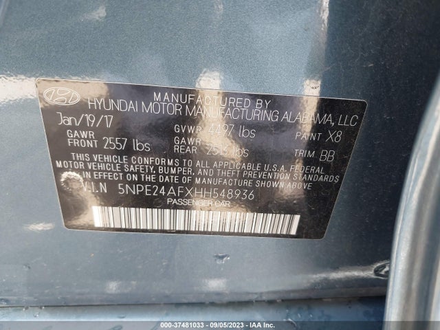 Hyundai Sonata 2.4l 2017 5NPE24AFXHH548936 Image 15